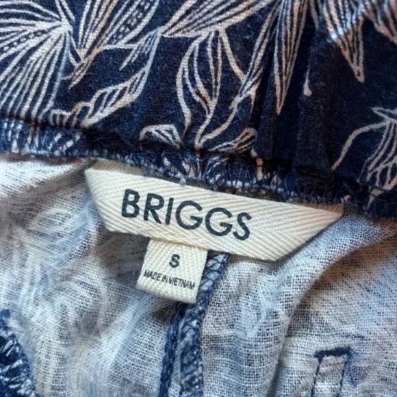 Briggs Navy Floral Print Linen Blend Women's Shorts size 6 - Picture 6 of 6